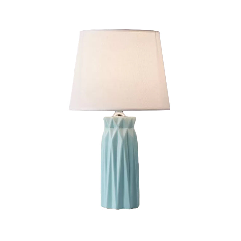 Fabric Cone Reading Light Modernism 1-Bulb Pink/Blue Night Table Lamp with Ceramic Base