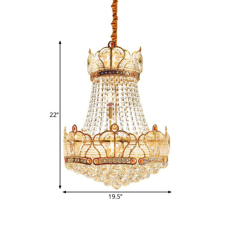 Basket Crystal Strand Chandelier Lampe Modern 8 lumières Gold Pendant Lighting pour le salon