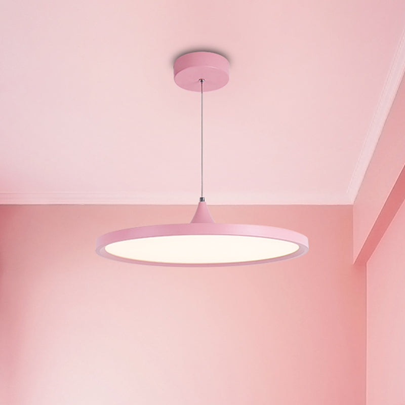 Ultra-Thin Hanging Light Simple Acrylic LED Pink Pendant Lamp in Warm/White Light, 16.5"/20.5" Wide