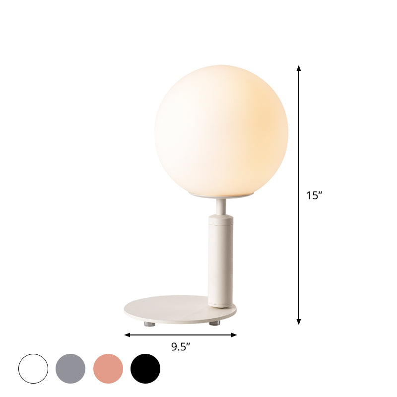 Cream Glass Ball Night Table Lamp Modernism 1-Bulb Black/Grey/White Reading Book Light with Round Base