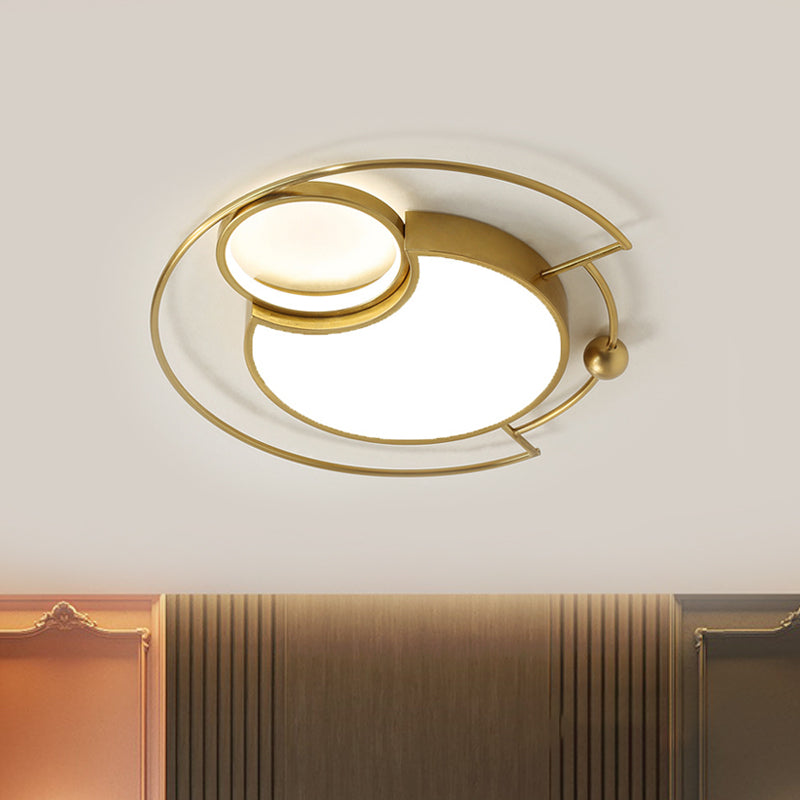 Acrylic Rounded Flush Light Nordic LED Semi Flush Mount Ceiling Fixture in Gold, Warm/White Light