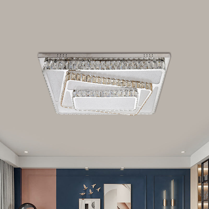 Blocco a blocchi di cristallo soffitto a filo a LED modernista a filo cromo monte lampada