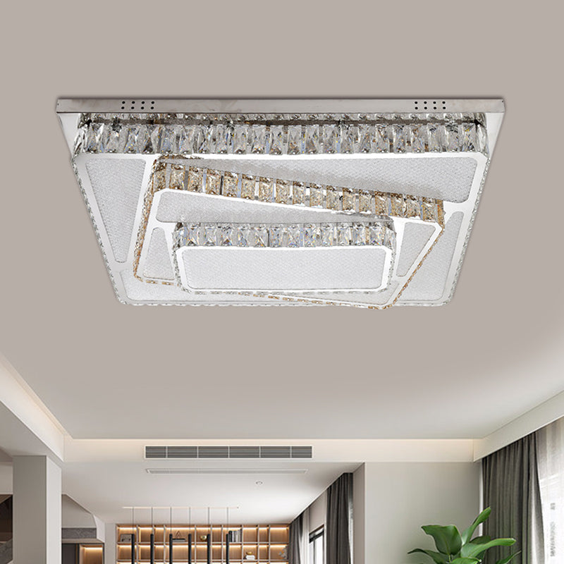 Crystal Block Rectangle Plafond Flush Modernalist LED Chrome Flush Mount Lampe