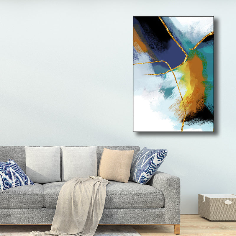 Illustration Painting Modern Style Art Abstract in Blue, Multiple Sizes Available