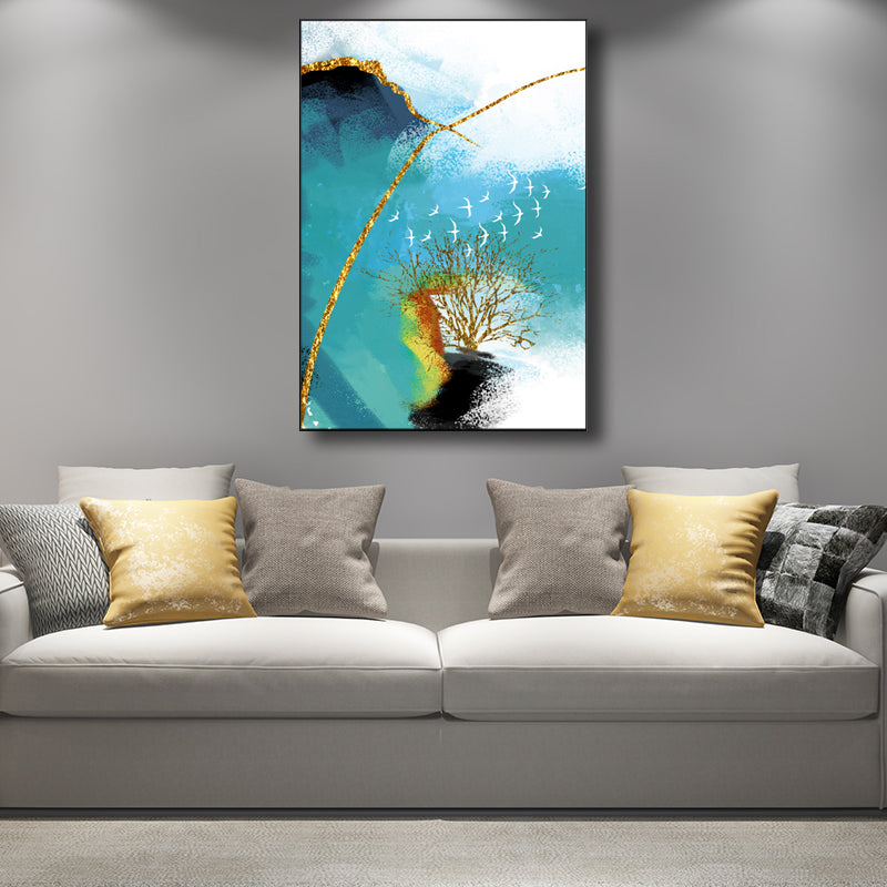 Illustration Painting Modern Style Art Abstract in Blue, Multiple Sizes Available