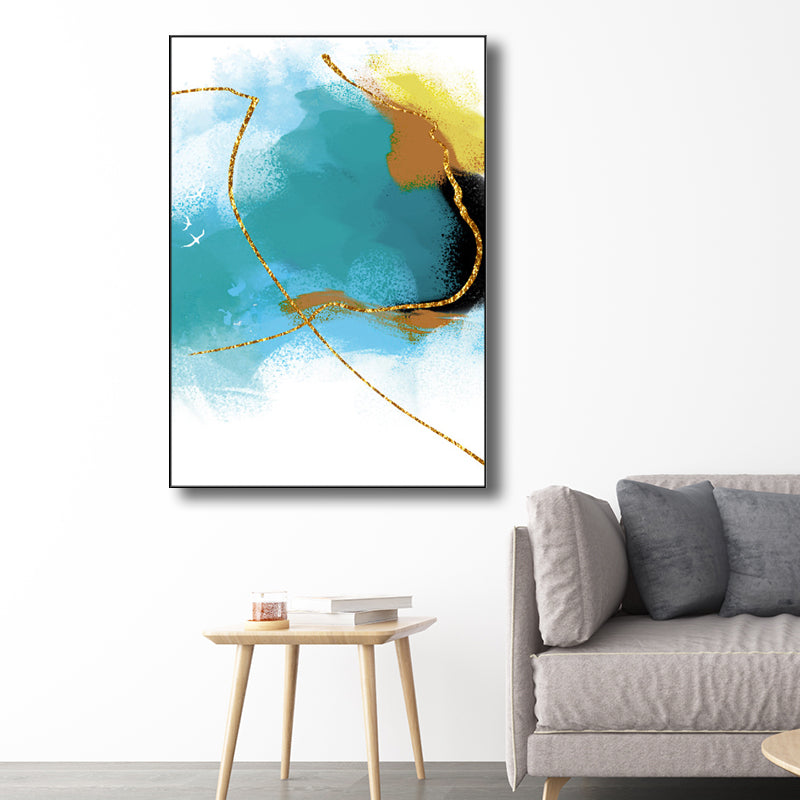 Illustration Painting Modern Style Art Abstract in Blue, Multiple Sizes Available