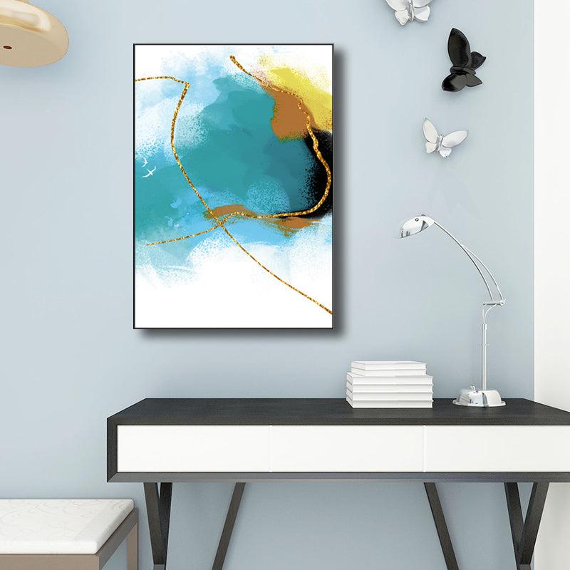 Illustration Painting Modern Style Art Abstract in Blue, Multiple Sizes Available