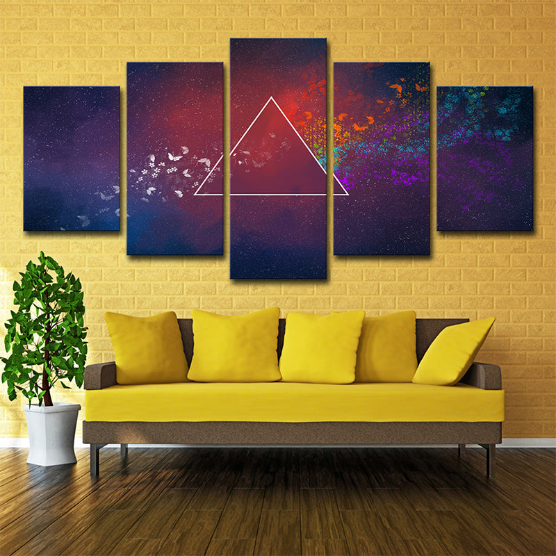 Rock Music Festival Wall Decor Modern Beautiful Butterfly Canvas Wall Art in Purple