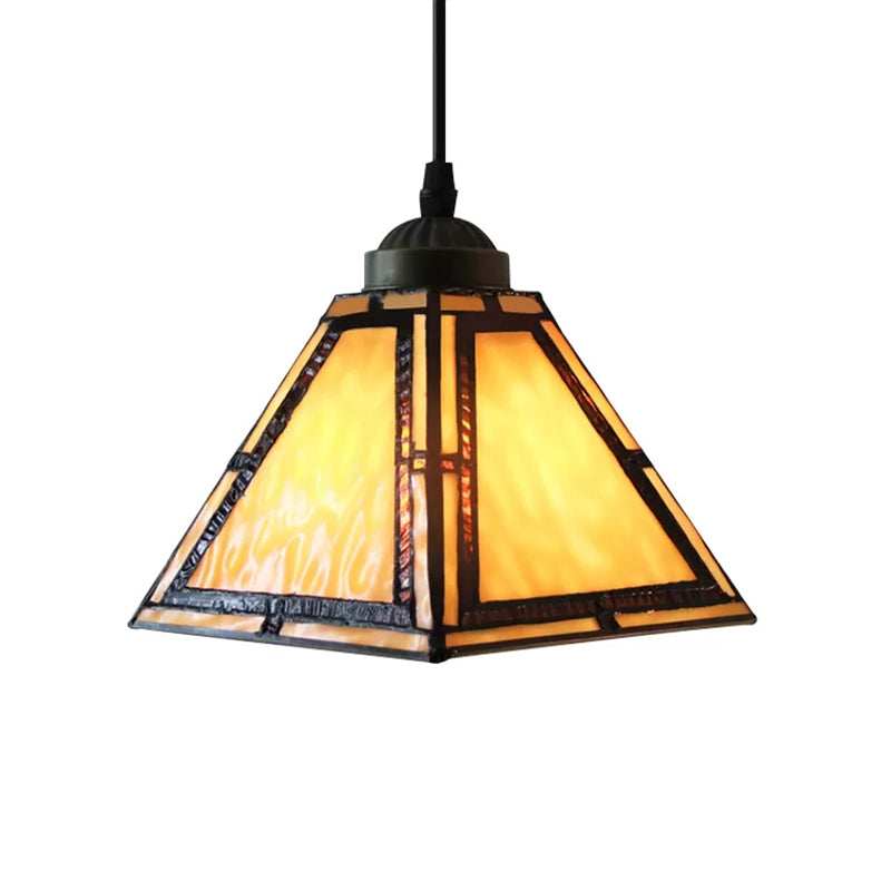 Gebrandschilderd glas Amber hanger Lamp Pyramid 1 Bulb Mission Hanging Light Kit voor keuken