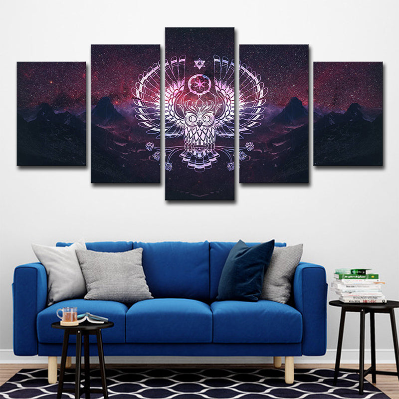 Purple Starry Night Art Print Wild Land Scorpion Modernism Multi-Piece Wall Decor