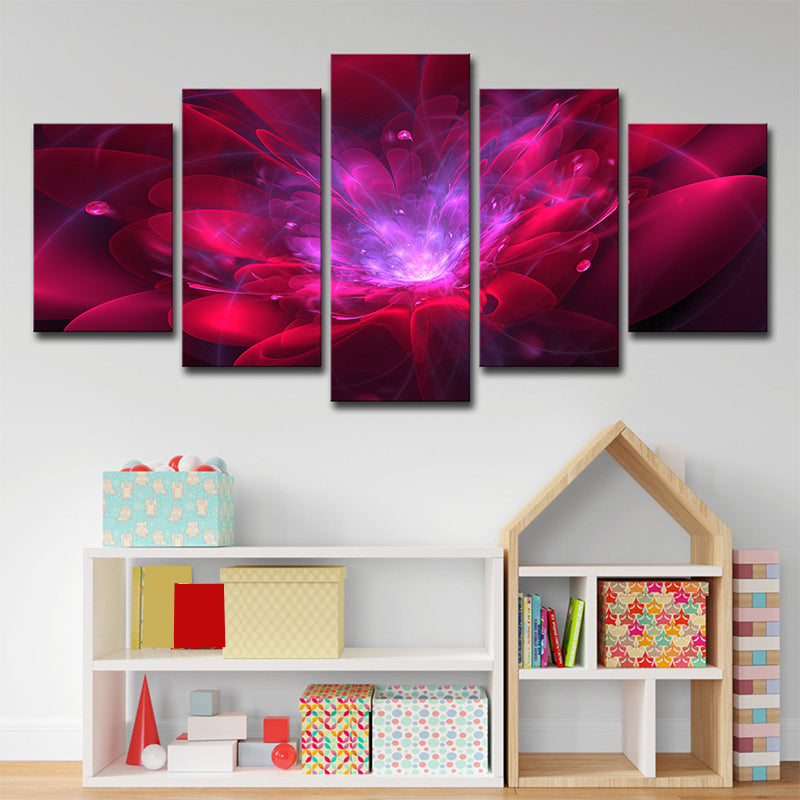 Red Flower Blossom Canvas Print Multi-Piece Stylish Girls Bedroom Wall Art Decor