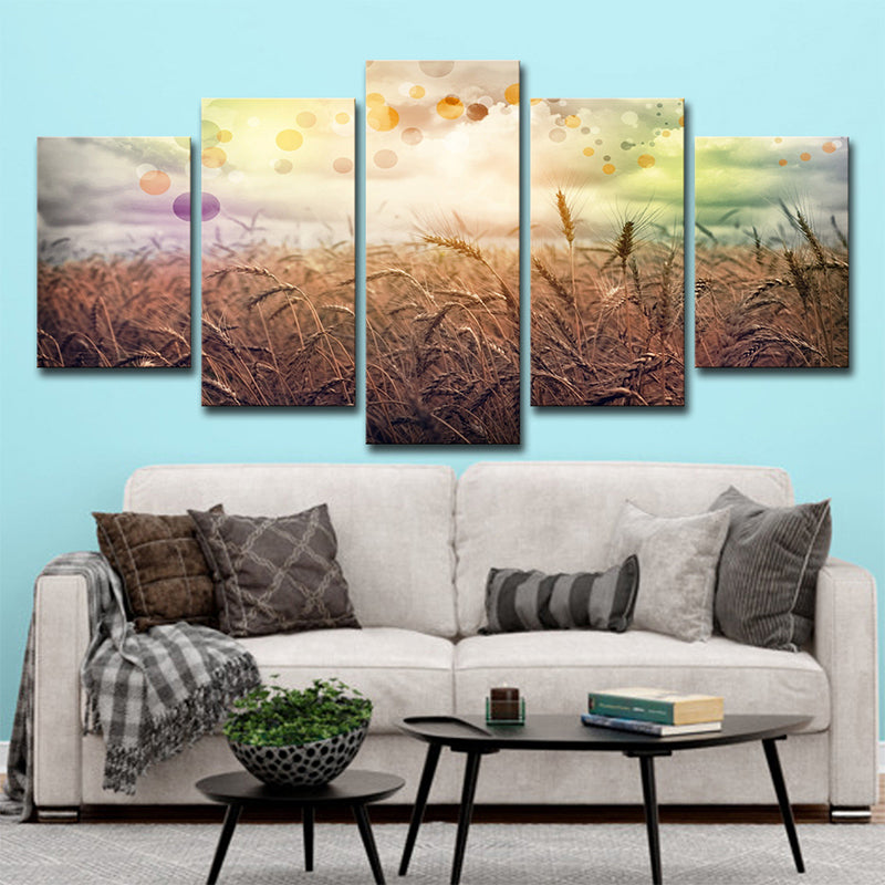 Poetic Wheat Field Canvas Wall Art Living Room Nature Scenery Wall Decor in Yellow