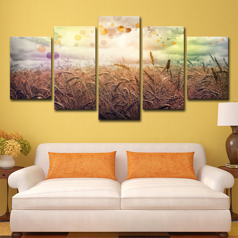 Poetic Wheat Field Canvas Wall Art Living Room Nature Scenery Wall Decor in Yellow