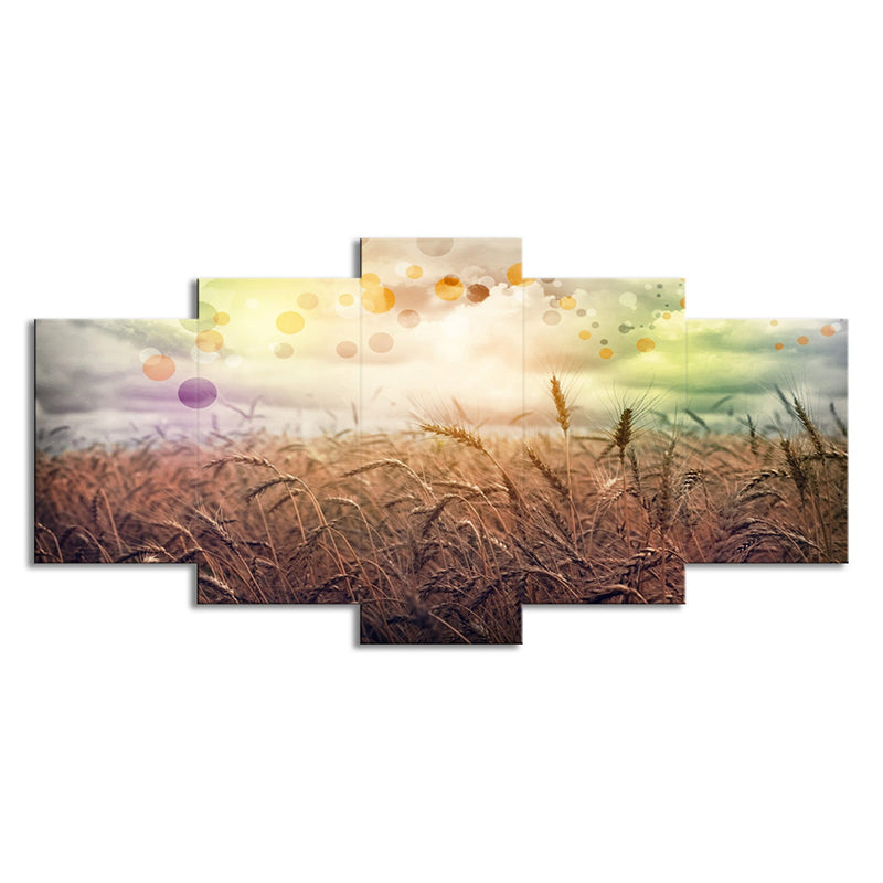 Poetic Wheat Field Canvas Wall Art Living Room Nature Scenery Wall Decor in Yellow