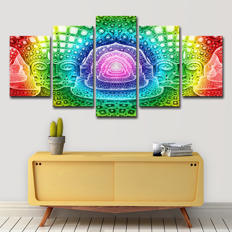 Modern Religious Buddhism Wall Art Green Multi-Piece Canvas Print for Living Room