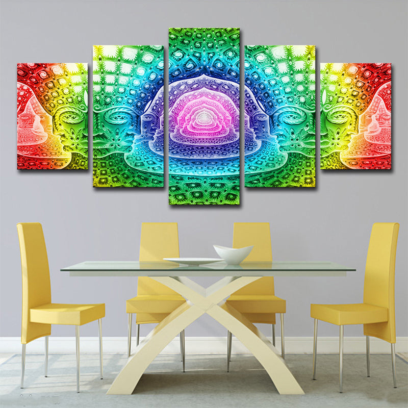 Modern Religious Buddhism Wall Art Green Multi-Piece Canvas Print for Living Room