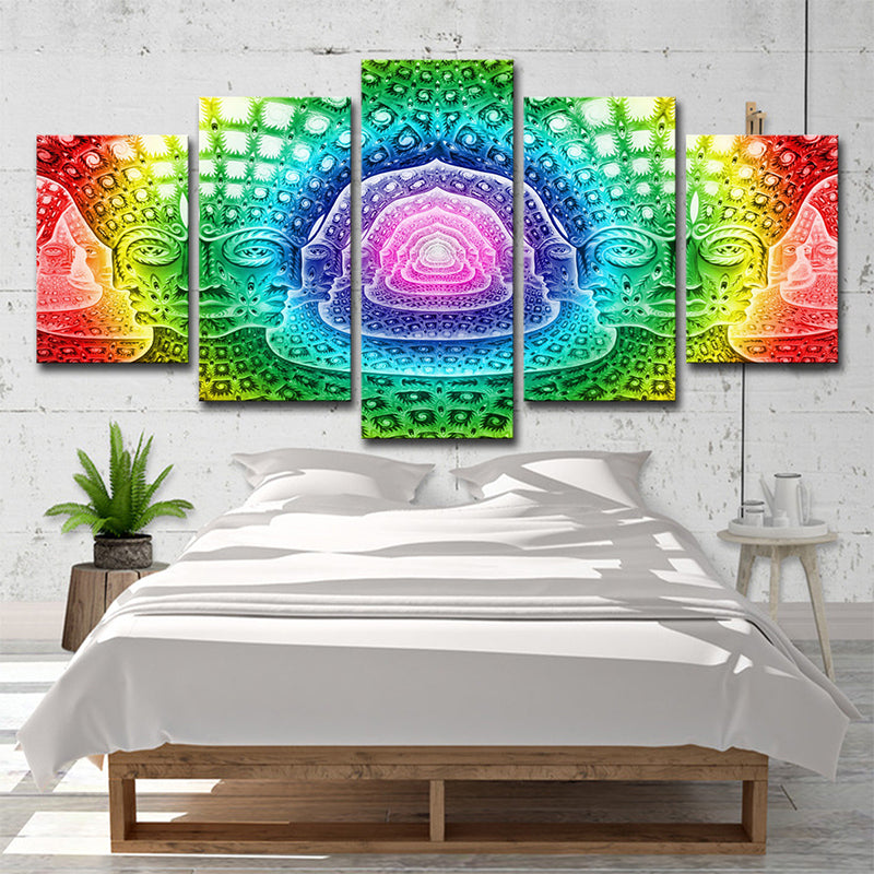 Modern Religious Buddhism Wall Art Green Multi-Piece Canvas Print for Living Room