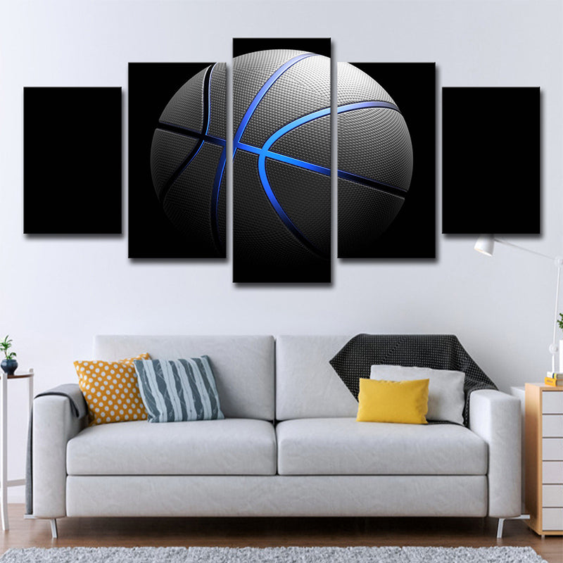 Black Basketball Wall Art Sports Modern Multi-Piece Canvas Print for Living Room