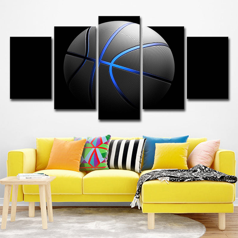 Black Basketball Wall Art Sports Modern Multi-Piece Canvas Print for Living Room