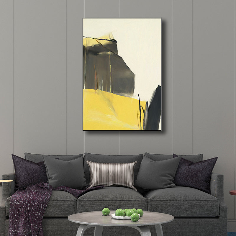 Contemporary Style Abstract Pattern Art Yellow Textured Wall Decor for Dining Room