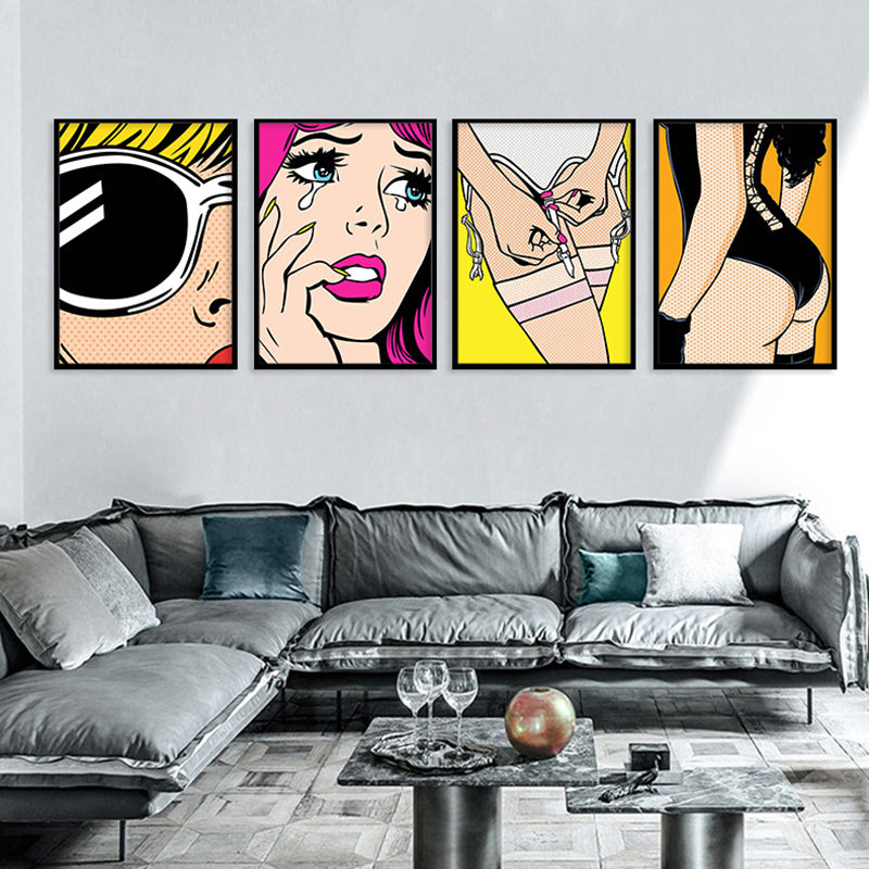 Contemporary Lady Wall Art for Parlor Canvas in Light Color, Multiple Size Available