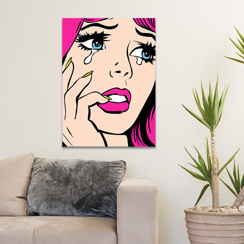 Contemporary Lady Wall Art for Parlor Canvas in Light Color, Multiple Size Available