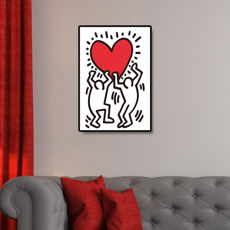 Minimalist Stick Figure Canvas Art Light Color Hobby Wall Decor for Sitting Room