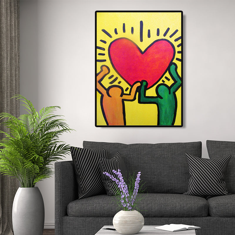 Minimalist Stick Figure Canvas Art Light Color Hobby Wall Decor for Sitting Room