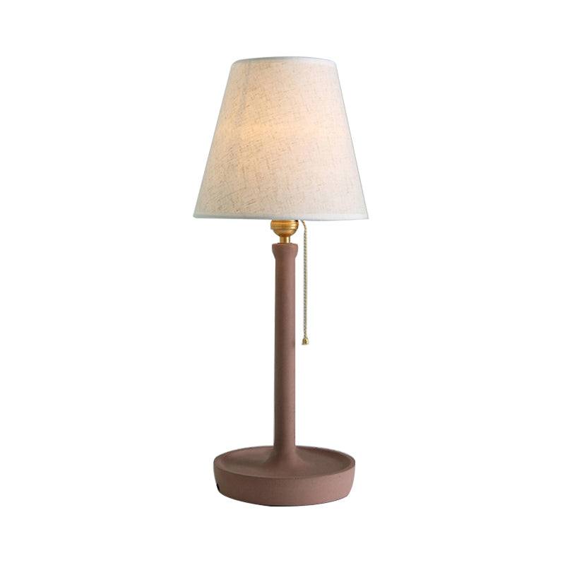 Tapered Desk Lamp in Nordic Style Cement 1 Light Grey/Red/Brown Standing Table Lamp with Pull Chain