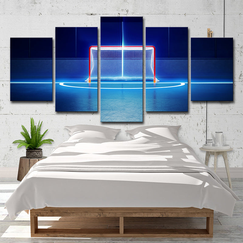 Modern Basketball Court Canvas Print in Blue Boys Bedroom Wall Art Decor, Multi-Piece