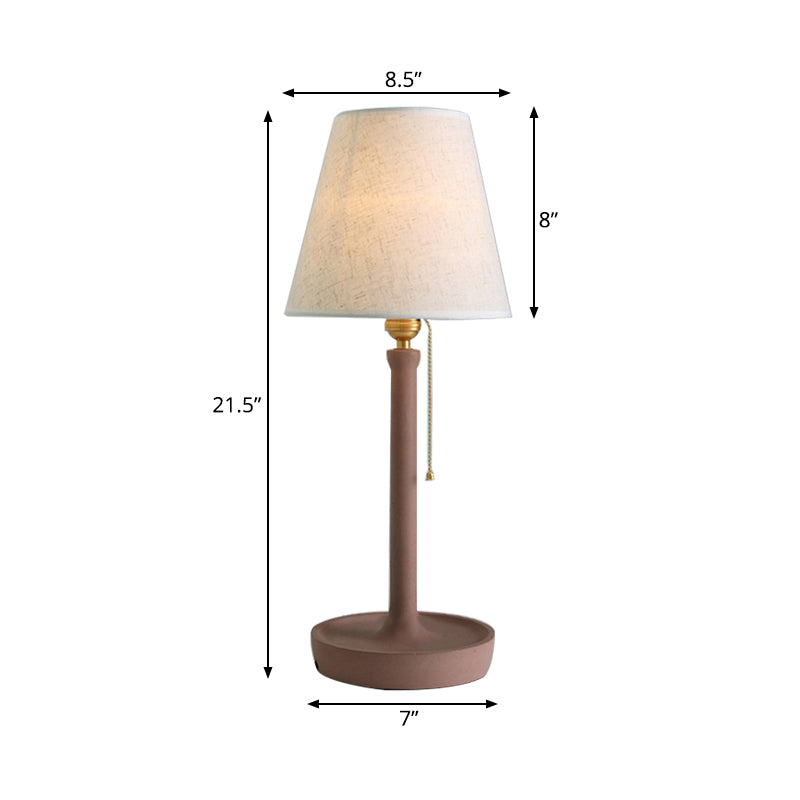 Tapered Desk Lamp in Nordic Style Cement 1 Light Grey/Red/Brown Standing Table Lamp with Pull Chain