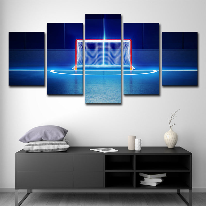 Modern Basketball Court Canvas Print in Blue Boys Bedroom Wall Art Decor, Multi-Piece