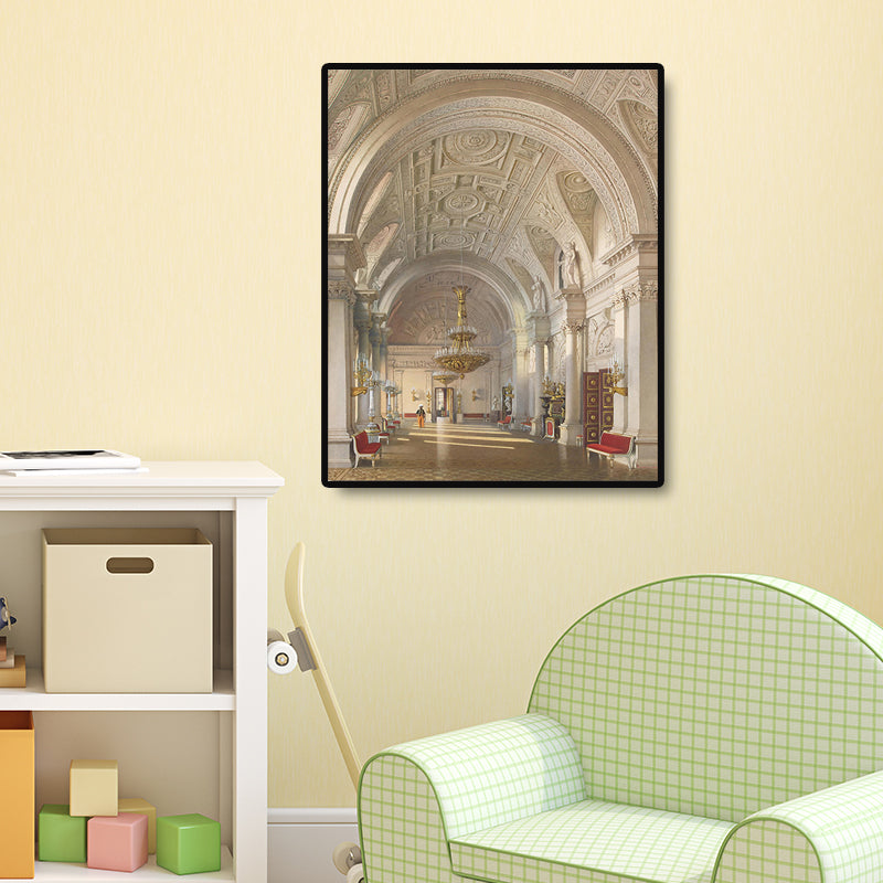 Winter Palace Interior Wall Art Global Inspired Splendid Arch Hallway Canvas in Yellow