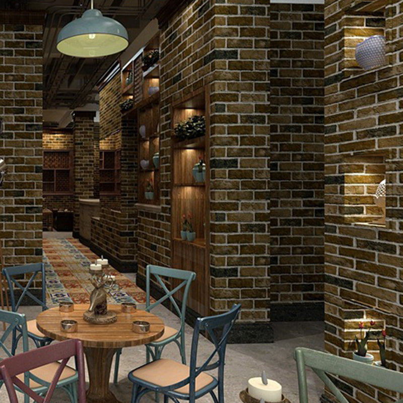 Seamless Pattern Brick Wallpaper Industrial Waterproof Restaurant Wall Decor, 57.1-sq ft