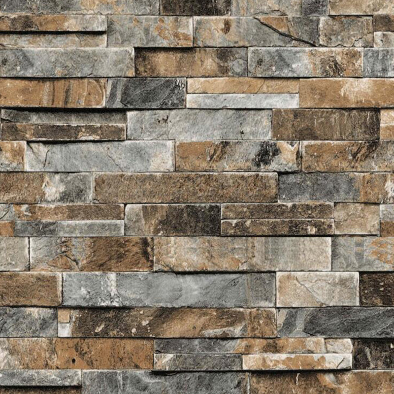 PVC Dark Color Wallpaper Industrial Marble Bricks Wall Decoration, 33' L x 20.5" W