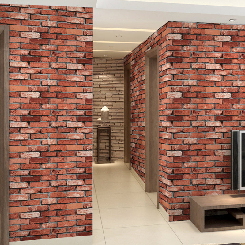 Steampunk Brickwork Wallpaper PVC Stain Resistant Dark Color Wall Covering for Home