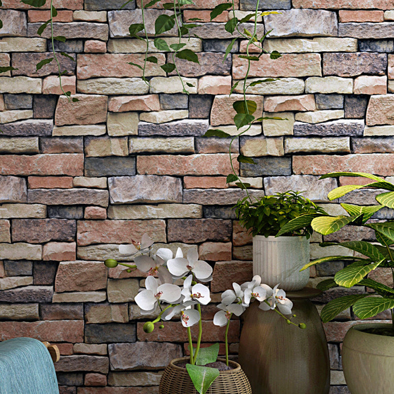 Multicolored Brick Rock Wallpaper Architecture Industrial Waterproofing Wall Covering