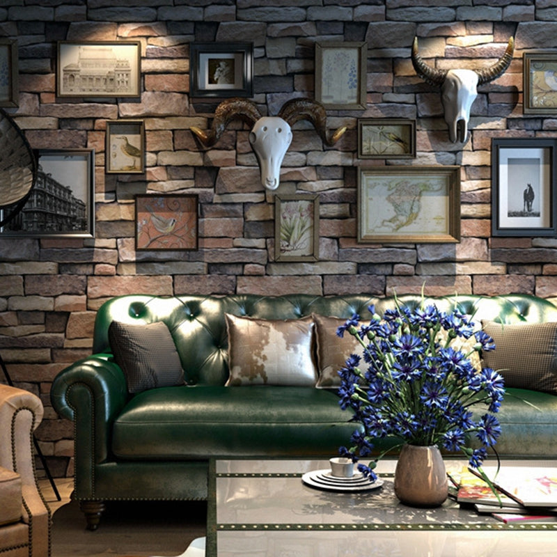 Multicolored Brick Rock Wallpaper Architecture Industrial Waterproofing Wall Covering