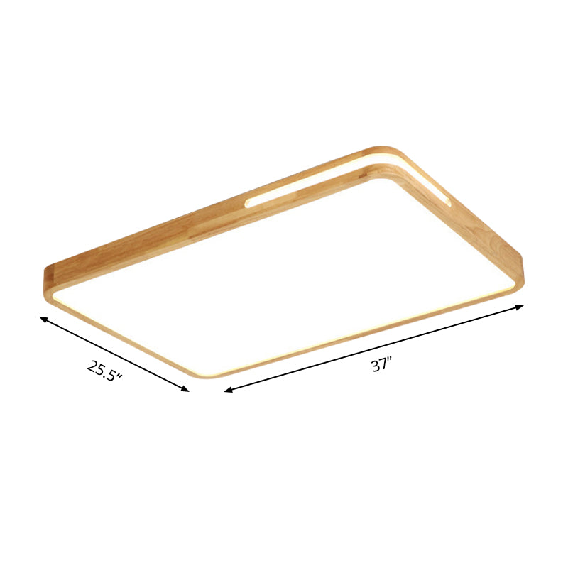 Japanese Style Beige Ceiling Mount Light Rectangle Acrylic LED Ceiling Lamp for Study Room