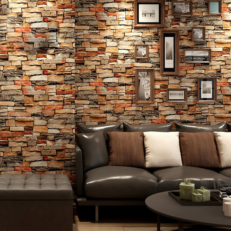 Self-Adhesive Rock Bricks Wallpaper 29.1-sq ft Steampunk Wall Art for Living Room