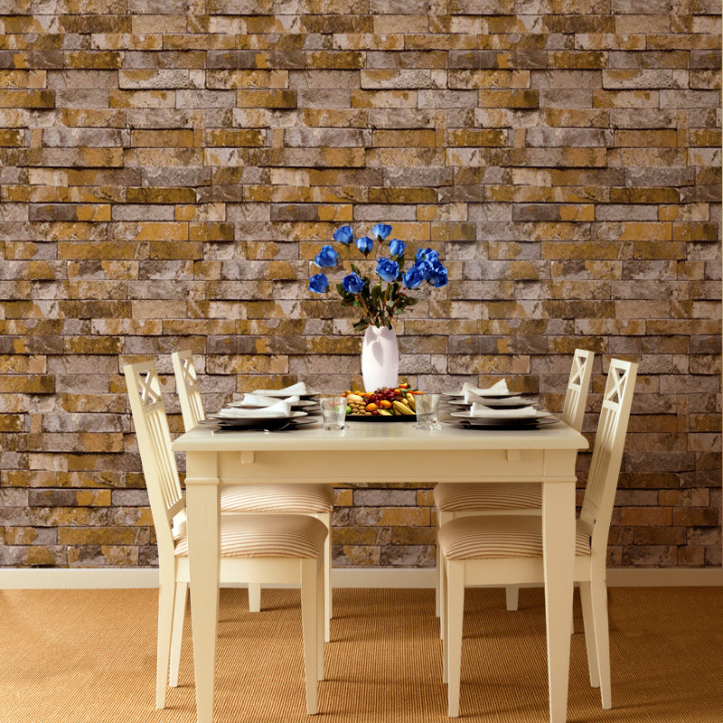 Steampunk Distressed Brick Wallpaper Multicolored 3D Effect Wall Art for Dining Room