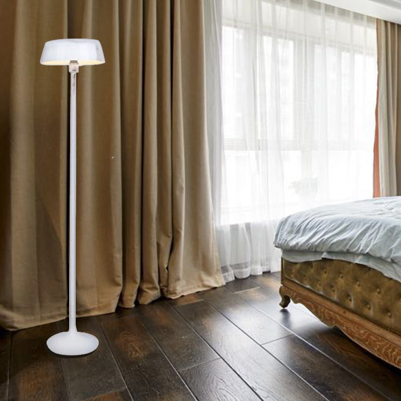 Zwart/wit gladde trommelvloer Lamp Minimalisme Stijl 3 Lichten metalen vloerverlichting voor woonkamer