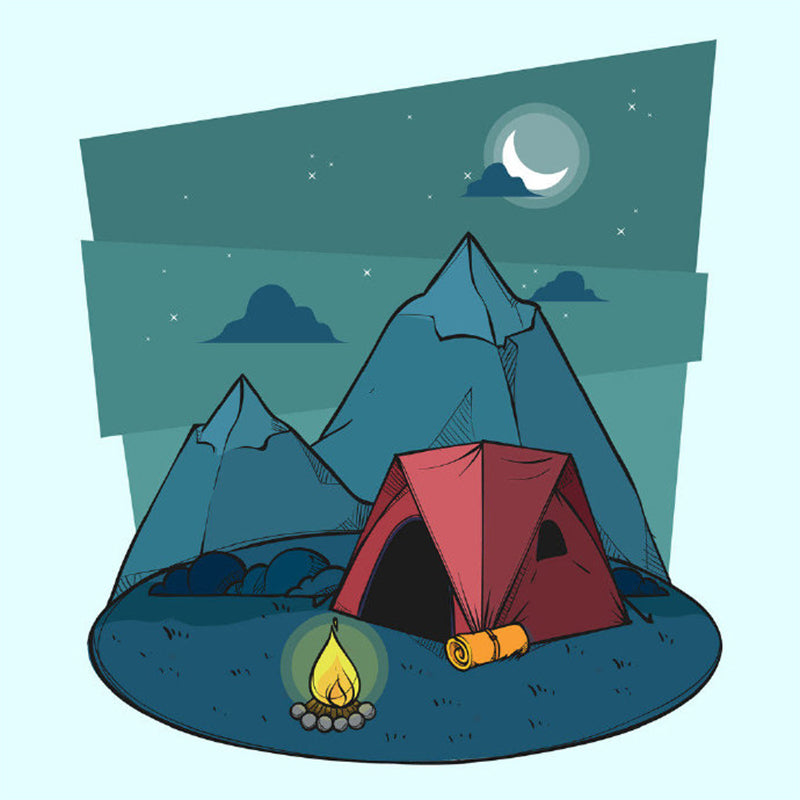 Cartoon Camping View Mural Children's Art Decorative Kids Room Wall Art, Personalize