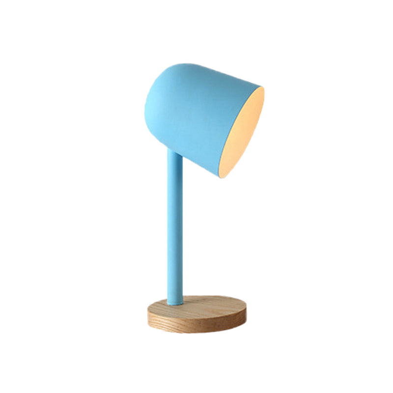 White/Blue/Green Domed Reading Book Light Minimalism Style 1 Light Metallic Desk Lamp with Wooden Base