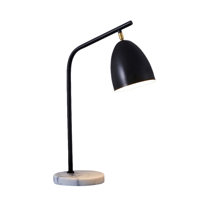 Simple Stylish Conical Desk Lamp with Marble Base Metallic 1 Light Bedside Reading Book Light in Black/White