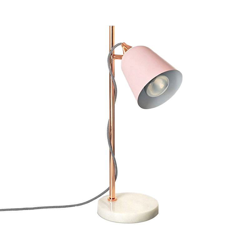 Gray/Pink Cup Shaped Desk Lighting Nordic Style 1 Bulb Metal Desk Lamp with Marble Base for Study Room