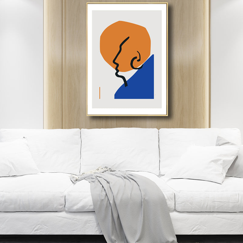 Minimalist Abstract Figure Drawing Art Print Pastel Color Textured Wall Decor for Home