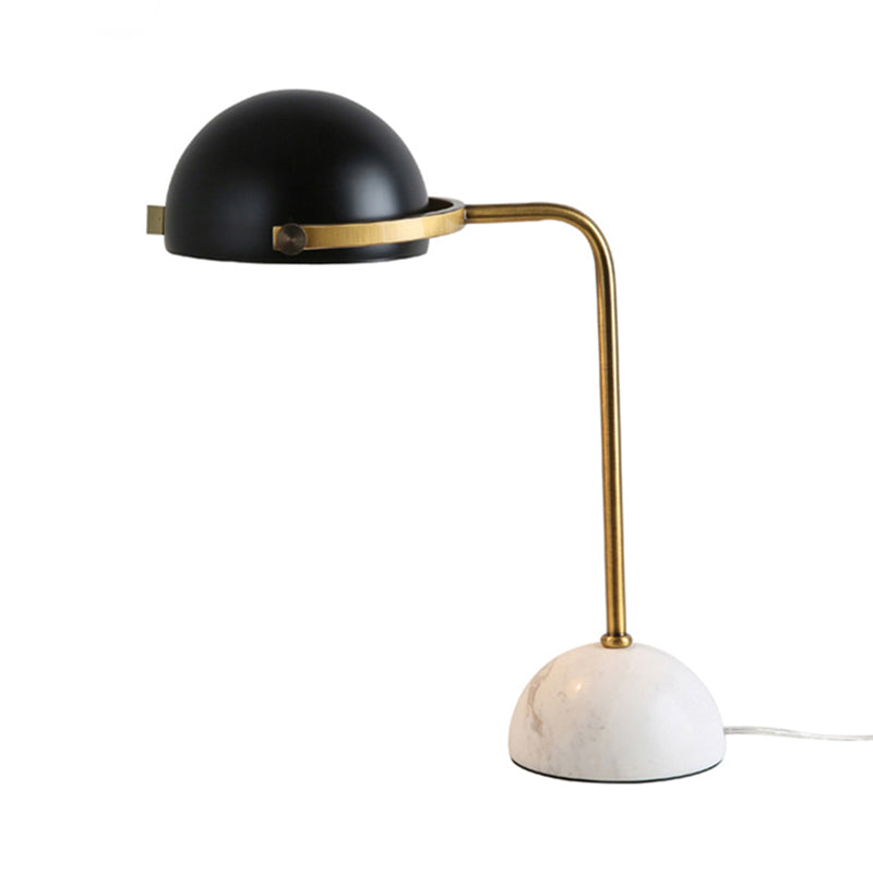 Bowl Metallic Shade Standing Lamp Modernism Style 1 Bulb Metal Table Lighting with Marble Base in Black Finish