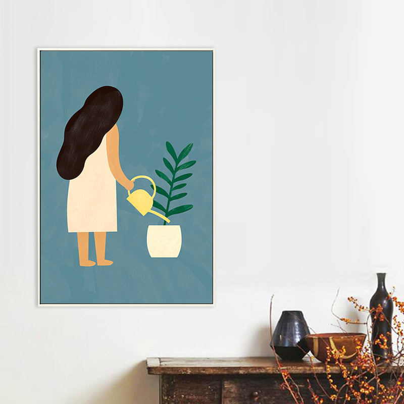 Scandinavian Maiden Canvas for Dining Room Illustration Wall Art, Multiple Sizes