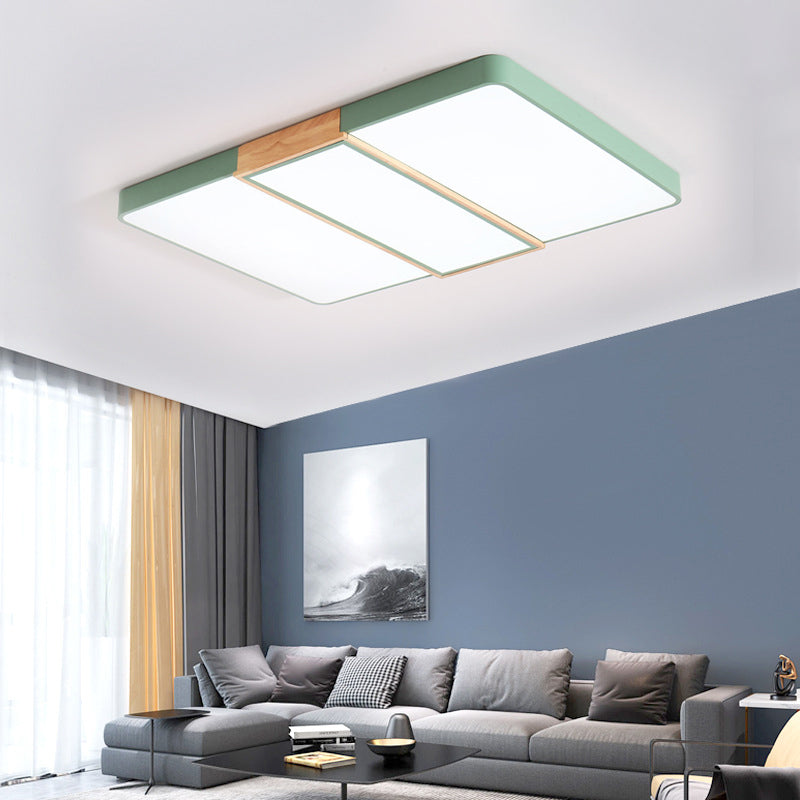 Slim Panel Rectangle Ceiling Mount Light Nordic Acrylique Vert / Rose / Blanc Fixture du plafond pour la salle de séjour